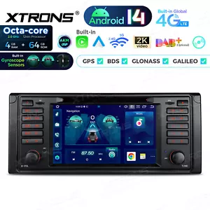 1 DIN Octa Core 4G LTE 64G Android 14 Car Radio DSP 7" GPS DVD WIFI for BMW E39 - Picture 1 of 22