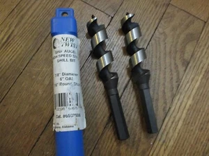 (2) NEW 7/8" x 6" WOOD SHIP AUGER HIGH SPEED STEEL BITS MADE IN USA - Picture 1 of 3