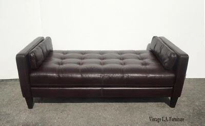 Chateau De Aux Brown Tufted Leather Chaise Lounge Settee Made in Italy - Image 1 of 4