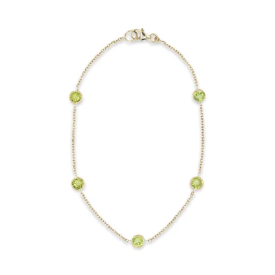 Small Peridot Round Bracelet By The Yard Hand Made In 14k Yellow Gold - Image 1 of 4