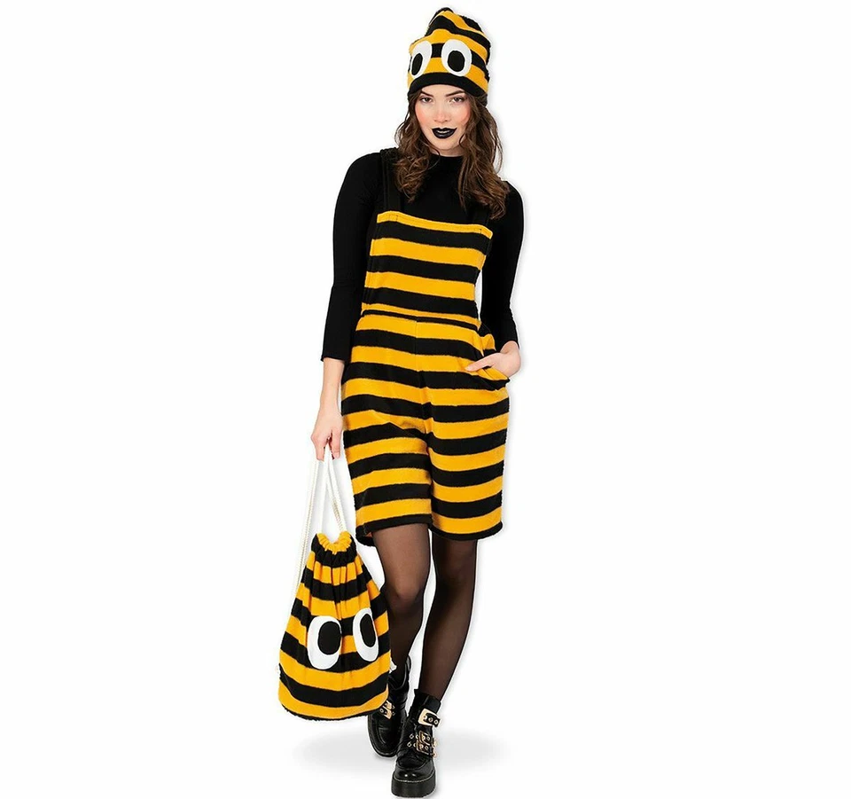 Bienen Kostüm Fleece Latzhose Hummel mit Stachel für Damen Gr. M-XL Fasching - Bild 1 von 4
