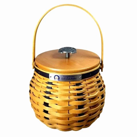 RARE Longaberger Basket '03 Golf Club Combo Pewter Knob 3 Longaberger Signatures Cover