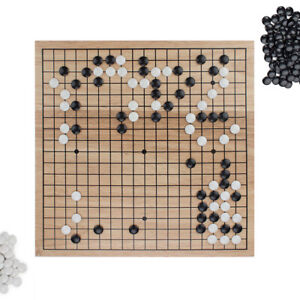 Game of Go Set with Natural Wooden Board and Complete Set of Stones BRAND NEW
