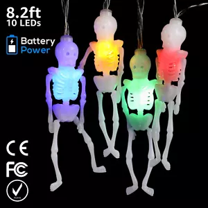 10 LEDs Skeleton Halloween String Lights for Indoor/Outdoor, Multi-Color - Picture 1 of 7