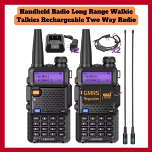 Große Reichweite 100 Meilen Walkie Talkie Zwei-Wege Radio Lade Headset wasserdicht 2er-Pack - Bild 1 von 9