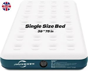 Upgrade Single Air bed Camping Inflatable Air Mattress Flocked Surface Carry Bag - Picture 1 of 8