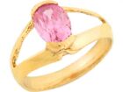 10k or 14k Yellow Gold 1.43ct Pink CZ Oval Solitaire Dainty Pretty Baby Ring