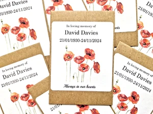 Trauergeschenke Flandern roter Mohn Samen Erinnerung Gedenkpackungen x 60 P2 - Bild 1 von 4