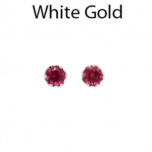 Rubellite Tourmaline Round 0.52 Carat Stud Earrings In 14k White Gold (50676) - Picture 1 of 5