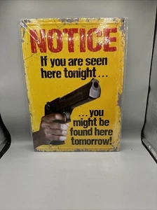 12" x 17" Tin Metal GUN & Shooting Signs: No Trespassing, Self Defense, Beware - Picture 1 of 1