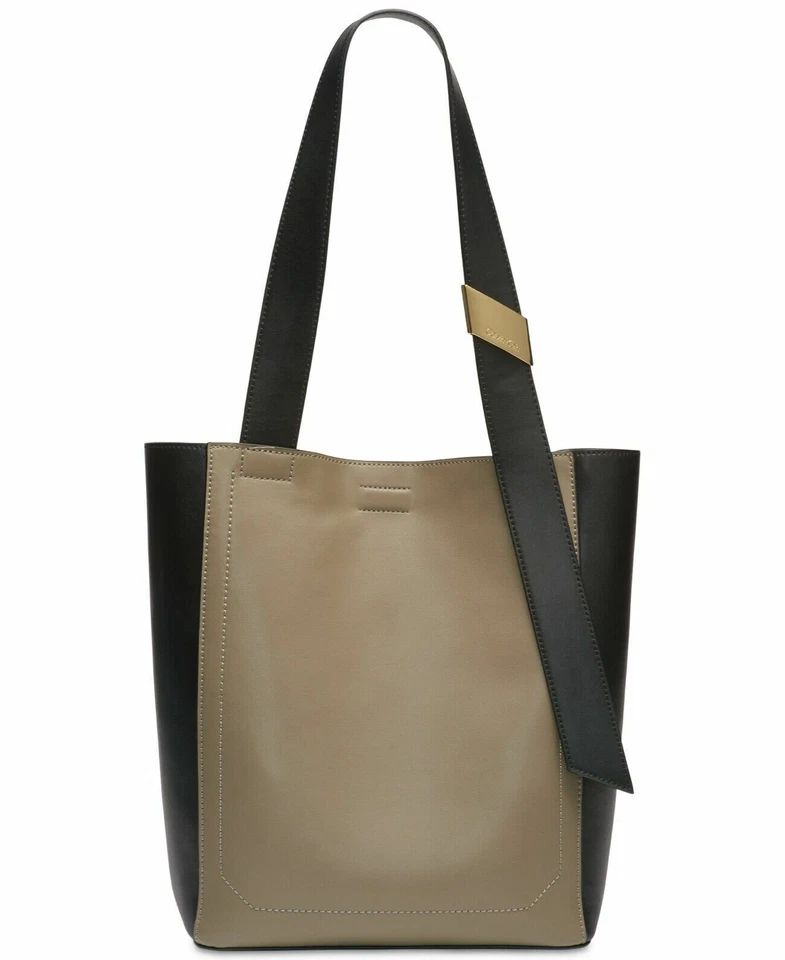 Calvin Klein Karsyn Leather Tote Molasses/black B17