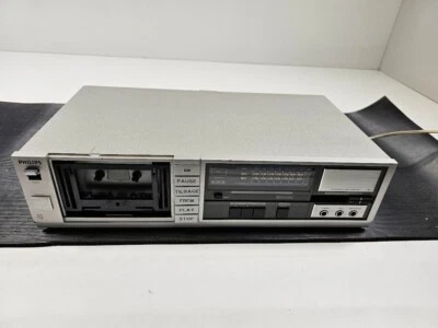 Philips Stereo Kassette Deck Silber mit Mikrofon Eingänge Dolby Nr Used Aktiv - Bild 1 von 4