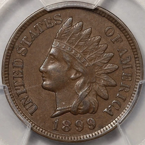 1899 Indian Cent PCGS AU-58 Cover