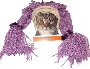 Pet Costume for Cat Hat Purple Hair Braids Halloween Cat - Picture 1 of 1
