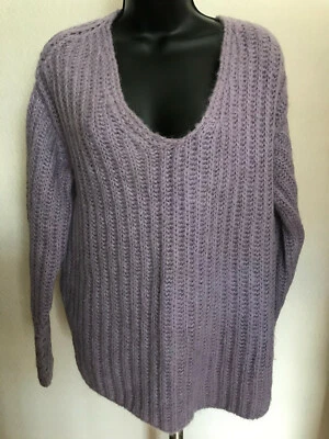 Suéter feminino Paul & Joe Paris roxo mistura de mohair malha larga tamanho 1 	 - Imagem 1 de 4