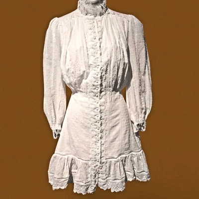 ELLIATT Raro Muestra "Azure" S Blanco Eduardiano/Pradera Encaje Blusa Vestido 3F Foto 1 de 4