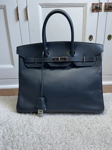 Hermès Birkin 35 in Blue Epsom with Palladium Hardware - Picture 1 of 12