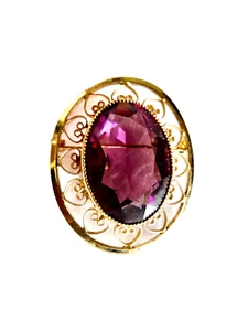 bROOCH LAVENDER JEWEL DESIGNER CATAMORE 1/20 12K GF SIGNED VINTAGE PIN neocurio - Bild 1 von 7