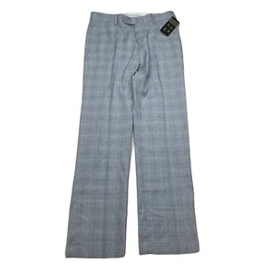 Alfani Slim Fit Dress Pants Mens 30x30 Light Blue Plaid Stretch NEW - Picture 1 of 7