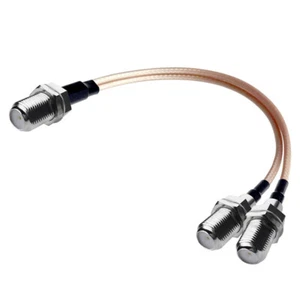 F Type Female to 2X F female coaxial cable Y type splitter pigtail RG316 15cm - Picture 1 of 2