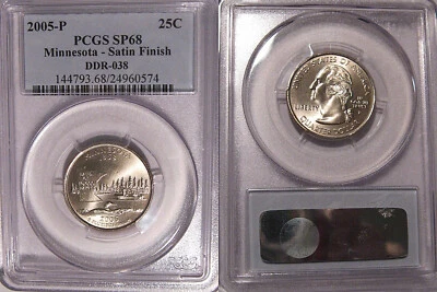 2005 P Minnesota State Quarter 25c PCGS SP68 DDR-038 Satin Finish - Image 1 of 2
