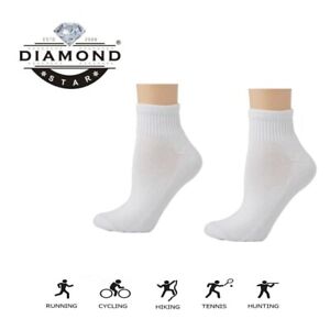 12 Pairs Men's White Ankle/Quarter Socks Half Cushion Soft Cotton Size 9-11