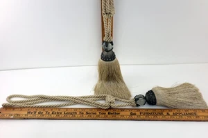 Juego de 2 cortinas de vidrio y bronce con borla trenzada de cordón dorado - Imagen 1 de 5