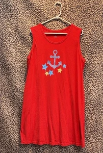 Dreams & Co Red Nautical Anchor Dress | Plus Size 18/20 - Picture 1 of 4