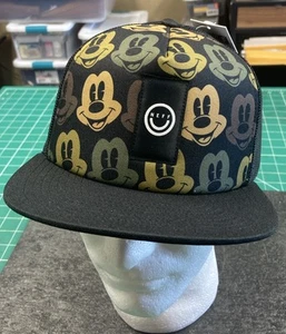 Neff Disney Mickey Mouse Black Padded Truckers 5 Panel Cap Snapback Brand New - Picture 1 of 8