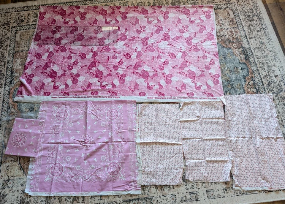 Breast Cancer Awareness Fabric LOT Timeless Treasures Windham Northcott NEW - Image 1 of 4