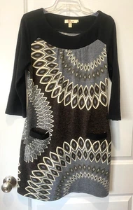 Abito maglione Anthropologie Aryeh taglia L boho geometrico Lagenlook - Foto 1 di 5