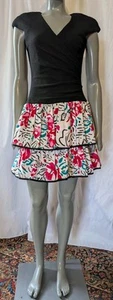 Vintage 1980s Darcy Ruched Top Floral Tiered Skirt Womens Dress M - Picture 1 of 15