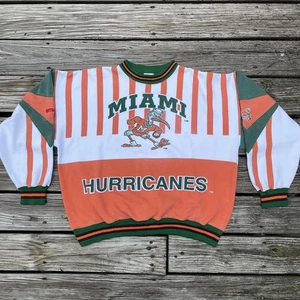 Vintage 90s Nutmeg All Over Print Miami Hurricanes Crewneck Sweatshirt Mens XL - Picture 1 of 9