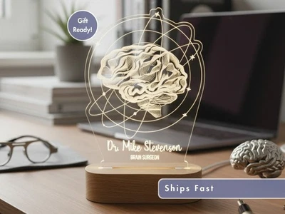 Gehirn LED Nachtlicht, personalisiertes Neurologe oder Psychologe Geschenk - Bild 1 von 4