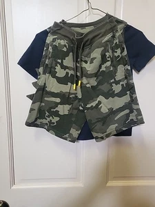 365 Kids Boys Rik Rak Shorts Green Camouflage Size 8 Matching Shirt Size 6 - Picture 1 of 4