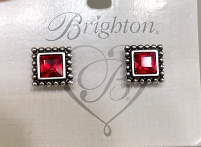 Brighton Red Crystal Square Post Earrings - Image 1 of 4