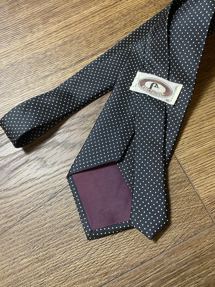 Corbata de hombre BERT PULITZER vintage marrón crema seda lunares hecha en EE. UU. Foto 1 de 4
