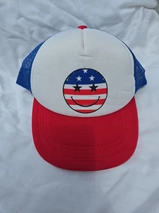 Gorra ajustable con bandera americana roja blanca azul cara sonriente - Imagen 1 de 8
