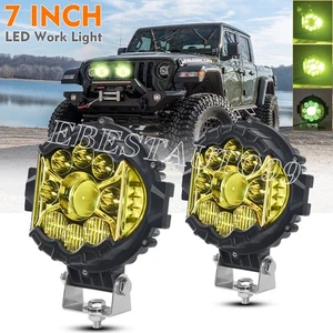 2x 7" Side Shooter LED Round Work Light Spot DRL Pods Amber Offroad Driving Lamp - Picture 1 of 10