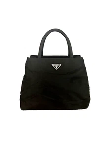 PRADA Tessuto CITY Triple Compartment BLACK TESSUTO Nylon Top Handle # 110 EUC! - Picture 1 of 11
