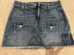 American Eagle Outfitters Women’s Blue Distressed Denim Jean Skirt Size 4 Nwot - Picture 1 of 6