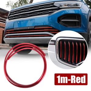 1m 1Roll Red Grille Strip Clip Car Collision Protection Rim Wheels Accessories - Picture 1 of 4