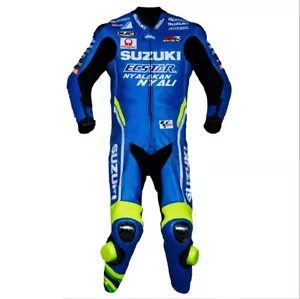 Suzuki Hombres Bicicleta Moto Motocicleta Carreras CE Armadura Puro Cuero Traje - Foto 1 di 4