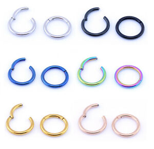 Septum Clicker Nose Ear Tragus HINGED SEGMENT RING Various Sizes & Colours