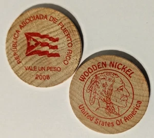 2008 Ficha Plebiscito REPUBLICA ASOCIADA DE PUERTO RICO Wooden Nickel Token - Picture 1 of 3