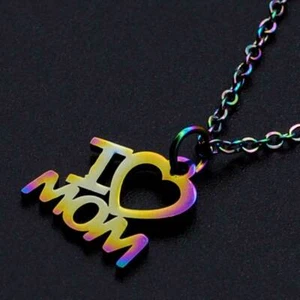 Stainless Steel Pendant Necklace Lobster Love Mom Mother's Day Adjustable P72 - Picture 1 of 2