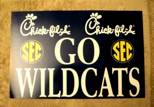 KENTUCKY " Go Wildcats" Sign Chick-Fil-A: 11 1/2" 17 1/2" Poster Board SEC - Picture 1 of 2