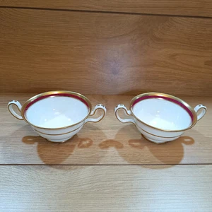 Wedgwood T Goode Gold/Rubin kleine Suppentassen x 2, ohne Untertassen - Bild 1 von 8