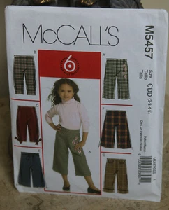 * McCALLS * GIRLS PANTS & BELT SEWING PATTERN * # M5457* ~ SIZE CDD 2 3 4 5 - Imagen 1 de 1