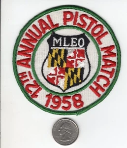 1958 MLEO 12TH ANNUAL PISTOL MATCH FIREARMS GUN PATCH #360 -MICHIGAN DEER PATCH - Picture 1 of 1